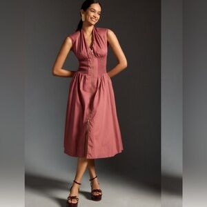 NWT [$170] Anthropologie Sleeveless Dress in Mauve. size Small